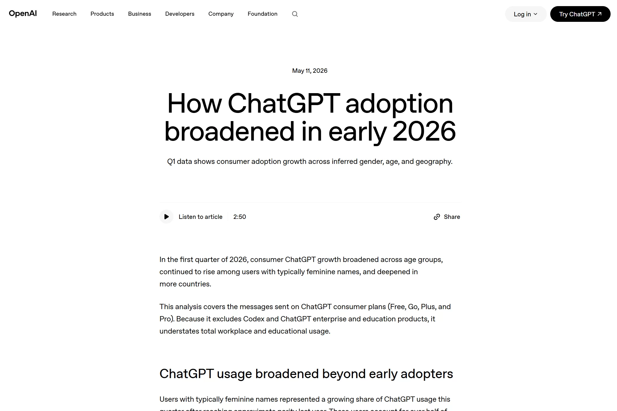 ChatGPTの普及が2026年初頭にどのように拡大したか